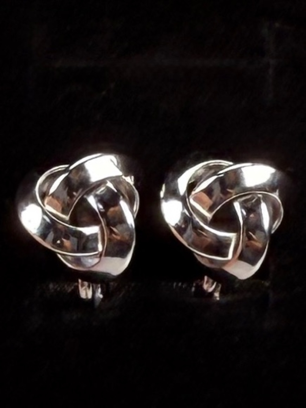 Silvertone vintage weighted Knot Clip on Earrings